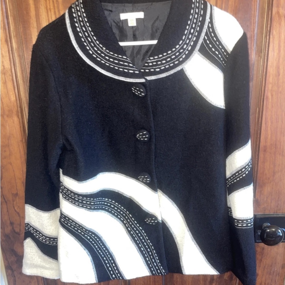 CAYSON Designer 100% Wool Black & White Jacket  M - NWOT
